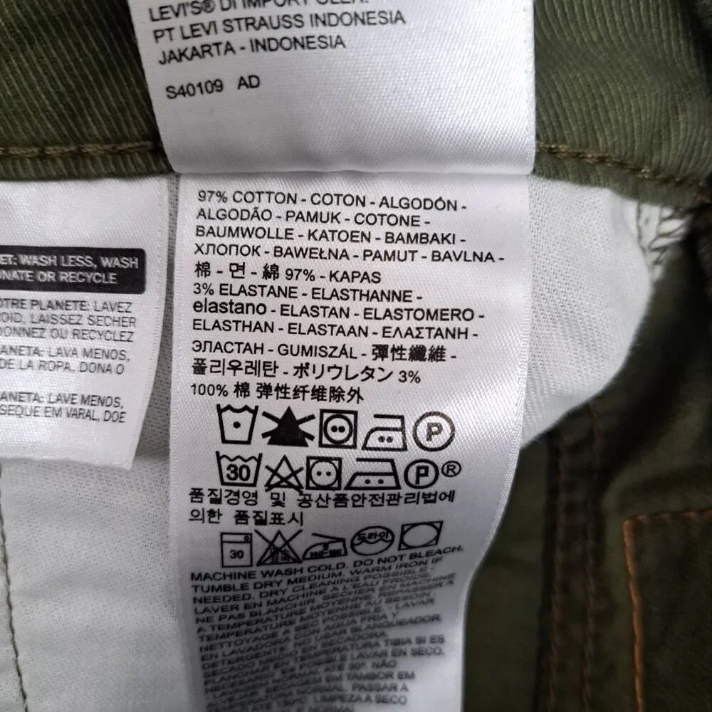 Levi's 502 Regular Taper Warp Stretch Olive‎ Green Pants 29x28* NWT